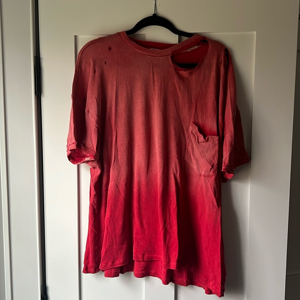 We The Free Red Ombre Short Sleeve Tee